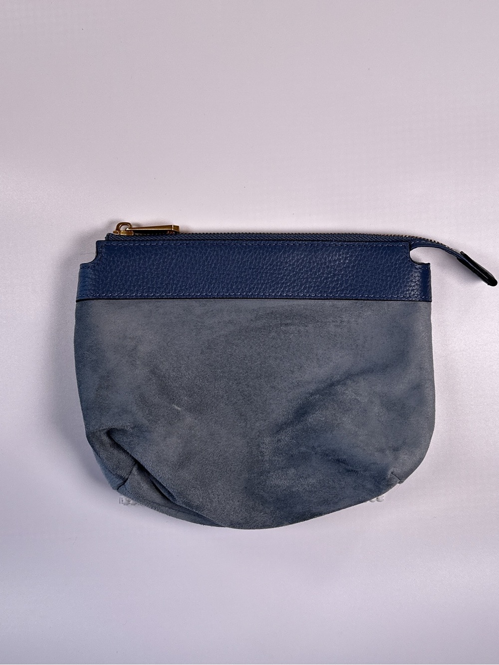 Smaak Amsterdam Coin Purse Cosmetic Bag Suede Leather Blue OS - Picture 3 of 11